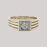 Antique c.1921 Men's 14K Gold 3/4 ct. European Cut Diamond Ring