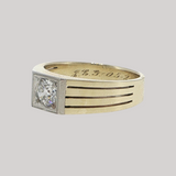 Antique c.1921 Men's 14K Gold 3/4 ct. European Cut Diamond Ring