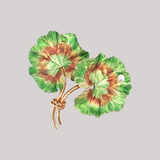 Antique c.1900 14K Yellow Gold Enamel & Pearl Nasturtium Brooch