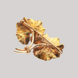 Antique c.1900 14K Yellow Gold Enamel & Pearl Nasturtium Brooch