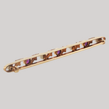 Antique c.1900 14K Gold Amethyst & Pearl Bar Pin