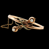 Antique c.1860 15K Gold Snake Bangle with Pearls