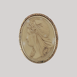 Antique c.1880 14K Yellow Gold Lava Cameo Brooch