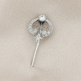 Antique c.1910 Edwardian Platinum Filigree Diamond Stick Pin