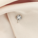 Antique c.1910 14 Karat White Gold Diamond & Sapphire Stick Pin