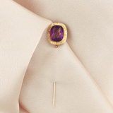 Antique c.1900 Vintage Amethyst Stick Pin with 14 Karat Yellow Gold Engraved Frame