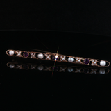 Antique c.1900 14K Gold Amethyst & Pearl Bar Pin