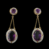 Antique c.1880 14K Gold Amethyst & Seed Pearl Drop Earrings