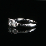 Estate 14K White Gold 1 ctw. Natural Diamond Trinity Engagement Ring, Size 6