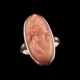 Antique c.1900 14K Coral Cameo Ring
