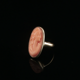 Antique c.1900 14K Coral Cameo Ring