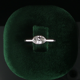 New 14 Karat White Gold Bezel Set  .72 ct Lab Grown Oval East/West Solitaire