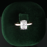 New 14K Yellow Gold 2.07ct Lab-Grown Diamond Elongated Cushion Engagement Ring with Hidden Halo
