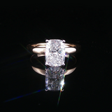 New 14K Yellow Gold 2.07ct Lab-Grown Diamond Elongated Cushion Engagement Ring with Hidden Halo
