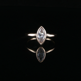 New 14K Yellow Gold Bezel Set .79 ct. Lab-Grown Marquise Diamond Solitaire Ring