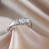 Estate 14K White Gold 1 ctw. Natural Diamond Trinity Engagement Ring, Size 6