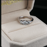 Estate 14K White Gold 1 ctw. Natural Diamond Trinity Engagement Ring, Size 6