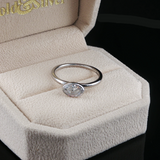 New 14 Karat White Gold Bezel Set  .72 ct Lab Grown Oval East/West Solitaire