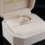 New 14K Yellow Gold Bezel Set .79 ct. Lab-Grown Marquise Diamond Solitaire Ring