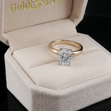 New 14K Yellow Gold 2.07ct Lab-Grown Diamond Elongated Cushion Engagement Ring with Hidden Halo