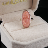 Antique c.1900 14K Coral Cameo Ring
