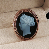 Antique c.1910 14K Two-Tone Gold Hardstone Cameo Ring