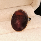 Antique c.1890 Ladie's Sardonyx Intaglio of Mercury Ring