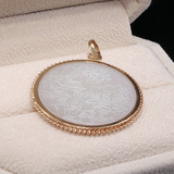 Vintage 14K Gold Chinese Mother-of-Pearl Gambling Token Pendant