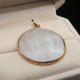 Vintage 14K Gold Chinese Mother-of-Pearl Gambling Token Pendant