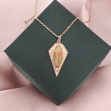 Antique c.1900 14K Gold Crystal Opal & Diamond Pendant