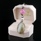 Antique c.1820  Gold Cat's-Eye Chrysoberyl & Pink Tourmaline Necklace with Pearls & Diamonds
