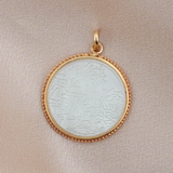 Vintage 14K Gold Chinese Mother-of-Pearl Gambling Token Pendant