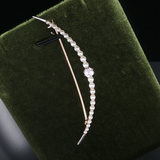 Antique Edwardian c.1910  Pearl & Old Mine Diamond Crescent Brooch