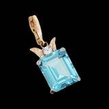 Vintage c.1940 14K Gold & Platinum Aquamarine Enhancer Pendant with Diamond Accent