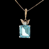 Vintage c.1940 14K Gold & Platinum Aquamarine Enhancer Pendant with Diamond Accent