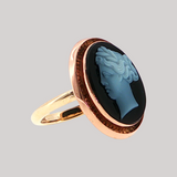 Antique c.1910 14K Two-Tone Gold Hardstone Cameo Ring