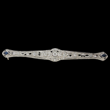 Antique c.1920 Platinum Art Deco Diamond & Sapphire Bar Pin
