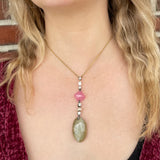 Antique c.1820  Gold Cat's-Eye Chrysoberyl & Pink Tourmaline Necklace with Pearls & Diamonds