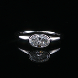 New 14 Karat White Gold Bezel Set  .72 ct Lab Grown Oval East/West Solitaire