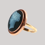 Antique c.1910 14K Two-Tone Gold Hardstone Cameo Ring
