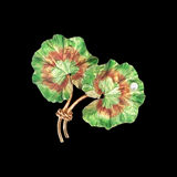 Antique c.1900 14K Yellow Gold Enamel & Pearl Nasturtium Brooch