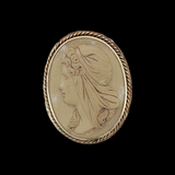 Antique c.1880 14K Yellow Gold Lava Cameo Brooch