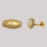 Antique c.1900 Men's 14K Green Gold & Diamond Art Nouveau Cufflinks
