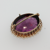 Antique c.1900 14K Yellow Gold Amethyst & Pearl Brooch