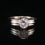 14K Two-Tone Gold Bezel-Set Natural Diamond Ring, Approx. 5/8 CT