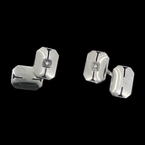 Antique c.1920 14K Art Deco Diamond & Black Enamel Cufflinks
